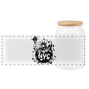 NEW YORK - Panoramic Cookie Jar with Wooden Lid - white - Front