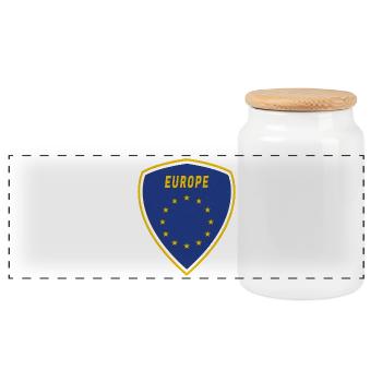 Europe coat of arms / flag gift emblem Europeans - Panoramic Cookie Jar with Wooden Lid - white - Front