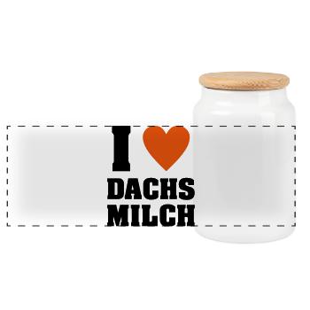 I love Dachsmilch - Panorama Keksdose mit Holzdeckel - Weiß - Vorne