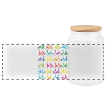 Cyclisme artistique, cyclisme artistique, cyclisme en intérieur, couleur - Boîte à biscuits avec couvercle en bois - blanc - Devant