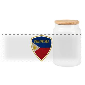Philippines Armoiries vintage cadeau drapeau Manille - Boîte à biscuits avec couvercle en bois - blanc - Devant