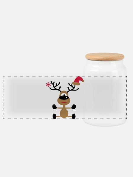 weihnachten - Panorama Keksdose mit Holzdeckel - Weiß