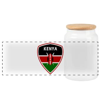 Kenia Wappen / Geschenk Kenya Kenja Afrika Flagge - Panorama Keksdose mit Holzdeckel - Weiß - Vorne