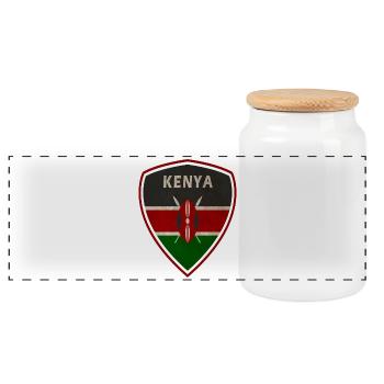Kenia Wappen Vintage / Kenya Geschenk Afrika - Panorama Keksdose mit Holzdeckel - Weiß - Vorne
