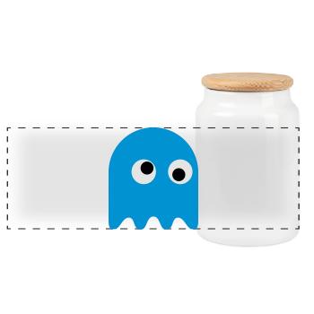 Game Classics Ghost - Panoramic Cookie Jar with Wooden Lid - white - Front