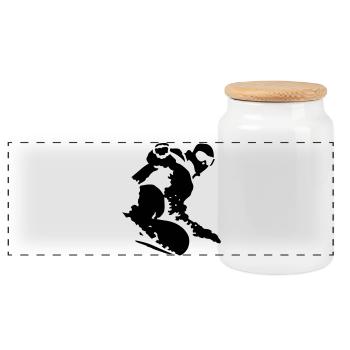 Snowboarding - Panorama Keksdose mit Holzdeckel - Weiß - Vorne
