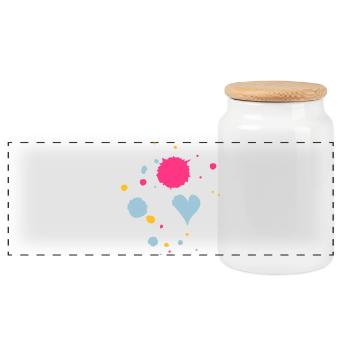 Blobs of paint, drop and heart - Panoramic Cookie Jar with Wooden Lid - white - Front