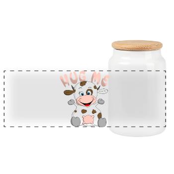 Huh moi vache - Boîte à biscuits avec couvercle en bois - blanc - Devant