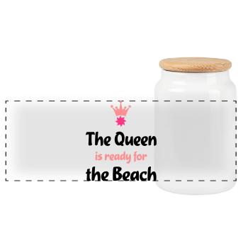 beach - Panoramic Cookie Jar with Wooden Lid - white - Front