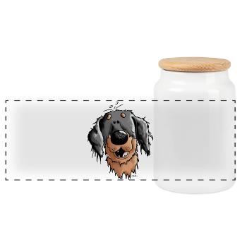 Hovawart – Hovi – Dog – Shirt Design - Panoramic Cookie Jar with Wooden Lid - white - Front