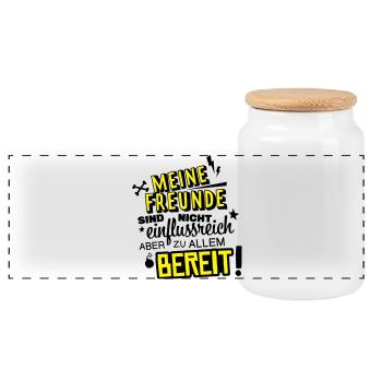spruch freunde humor - Panorama Keksdose mit Holzdeckel - Weiß - Vorne
