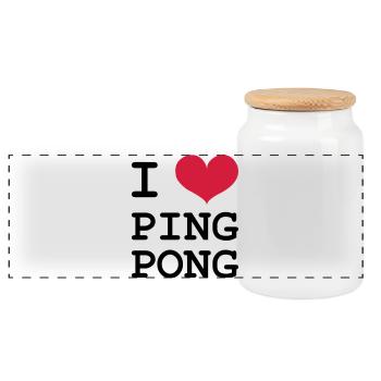 I Love Ping Pong - Panoramic Cookie Jar with Wooden Lid - white - Front