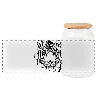 Tiger - Panorama Keksdose mit Holzdeckel - Weiß - Vorne