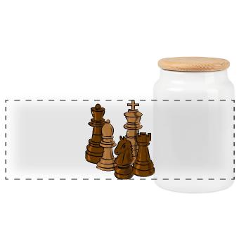échecs - Boîte à biscuits avec couvercle en bois - blanc - Devant