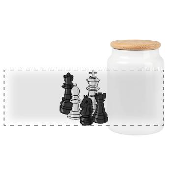 chess - Panoramic Cookie Jar with Wooden Lid - white - Front