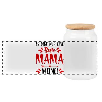 Es gibt nur eine beste Mama Meine! Muttertag - Panorama Keksdose mit Holzdeckel - Weiß - Vorne