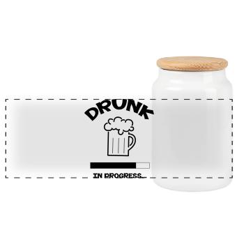 Drunk in progress... - Panoramic Cookie Jar with Wooden Lid - white - Front