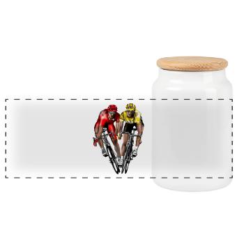 vélo de course - Boîte à biscuits avec couvercle en bois - blanc - Devant