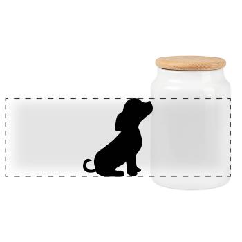 dog - Panoramic Cookie Jar with Wooden Lid - white - Front