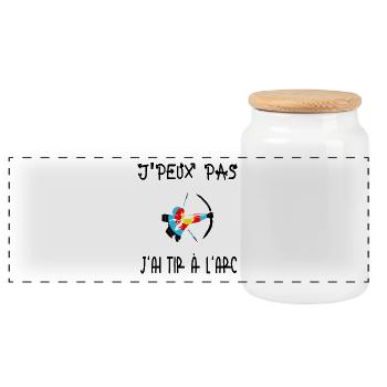 I can't I have archery - Panoramic Cookie Jar with Wooden Lid - white - Front