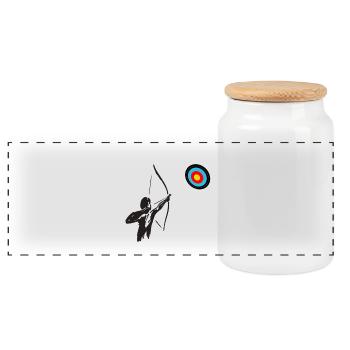 Archer et Cible Colorée Minimaliste - Boîte à biscuits avec couvercle en bois - blanc - Devant