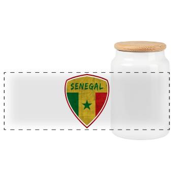 Senegal Vintage Wappen / Geschenk Dakar Afrika - Panorama Keksdose mit Holzdeckel - Weiß - Vorne