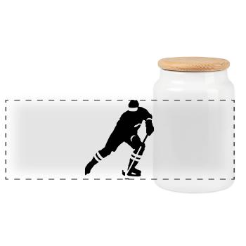 Hockey - Panoramic Cookie Jar with Wooden Lid - white - Front