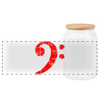 Bass Clef Vintage Musical Symbols Design (Rouge) - Boîte à biscuits avec couvercle en bois - blanc - Devant
