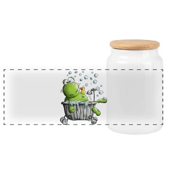 Wellness Frosch - Panorama Keksdose mit Holzdeckel - Weiß - Vorne