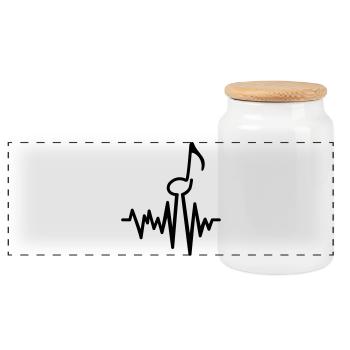 music - Panoramic Cookie Jar with Wooden Lid - white - Front
