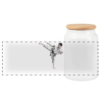 karate - Boîte à biscuits avec couvercle en bois - blanc - Devant