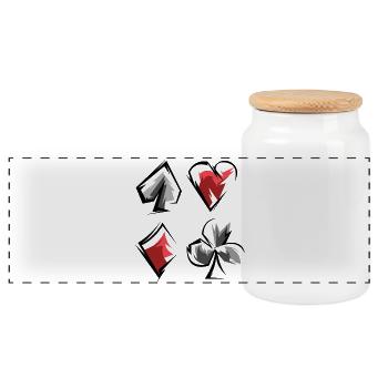 Skat Poker Rami Jeu de Cartes Costumes Coeur de Pique Caro - Boîte à biscuits avec couvercle en bois - blanc - Devant