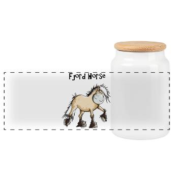 Happy Fjord Horse - Panoramic Cookie Jar with Wooden Lid - white - Front