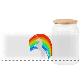 Regenbogen Märchen - Panorama Keksdose mit Holzdeckel - Weiß - Vorne