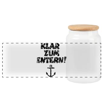 Klar zum Entern Segel Segeln (Vintage/Schwarz) - Panorama Keksdose mit Holzdeckel - Weiß - Vorne