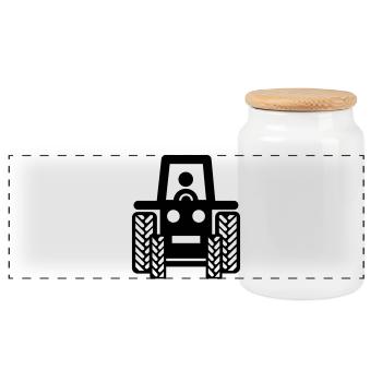 tracteur - Boîte à biscuits avec couvercle en bois - blanc - Devant
