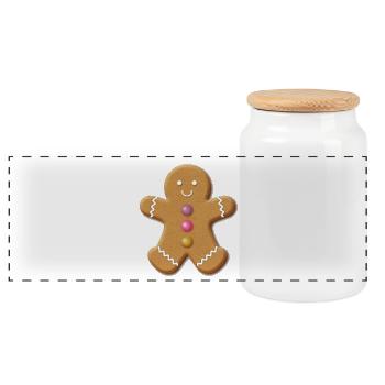 Herr Lebkuchen - Panorama Keksdose mit Holzdeckel - Weiß - Vorne
