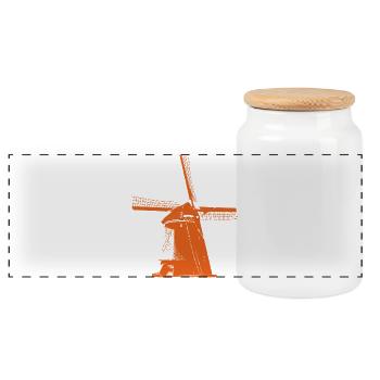 Windmühle Niederlande - Panorama Keksdose mit Holzdeckel - Weiß - Vorne