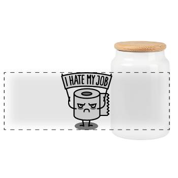 I hate my job - Toilet paper - Boîte à biscuits avec couvercle en bois - blanc - Devant