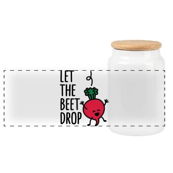 Let the beet drop - Panoramic Cookie Jar with Wooden Lid - white - Front