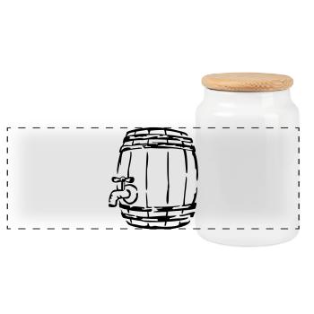 beer - Panoramic Cookie Jar with Wooden Lid - white - Front