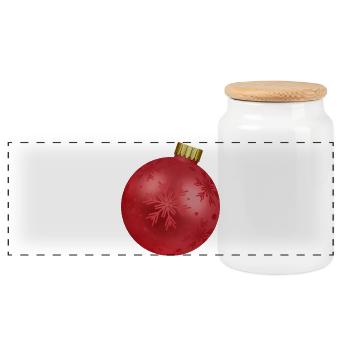 Cadeau de ventre de bébé enceinte boule de Noël - Boîte à biscuits avec couvercle en bois - blanc - Devant