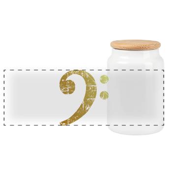 Bass Clef Ancient Gold - Panoramic Cookie Jar with Wooden Lid - white - Front