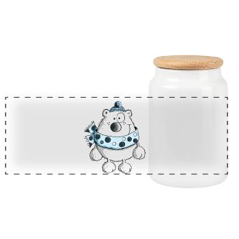 Drolliger Eisbär - Bär - Winter - Comic - Tiere - Panorama Keksdose mit Holzdeckel - Weiß - Vorne