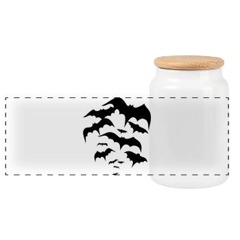 Swarm of flying bats. Vampires, dracula. - Panoramic Cookie Jar with Wooden Lid - white - Front