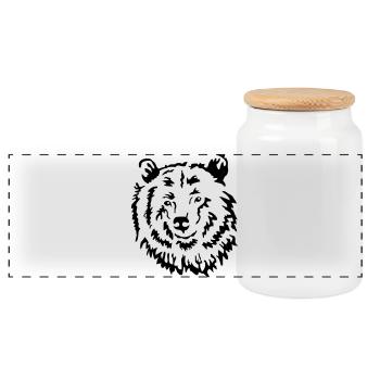 ours - Boîte à biscuits avec couvercle en bois - blanc - Devant