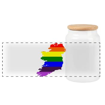 Gay Pride Ireland Irish Rainbow Flag - Panoramic Cookie Jar with Wooden Lid - white - Front