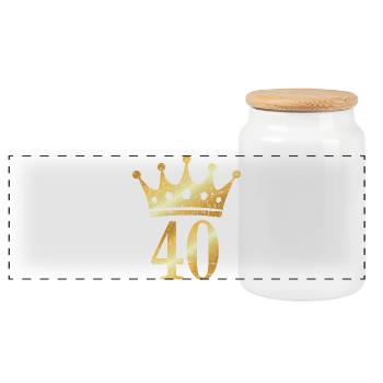 40. Geburtstag Krone (Vintage Goldgelb) - Panorama Keksdose mit Holzdeckel - Weiß - Vorne
