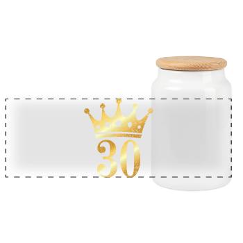 30. Geburtstag Krone (Vintage Goldgelb) - Panorama Keksdose mit Holzdeckel - Weiß - Vorne