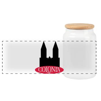 Cologne - Panoramic Cookie Jar with Wooden Lid - white - Front
